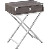 24"H Accent Table in Dark Taupe & Chrome Metal